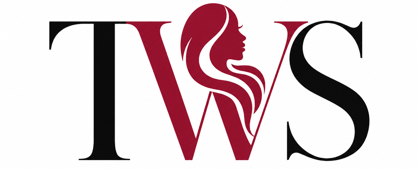 The Wig Standard TWS logo with woman silhouette and flowing hair
